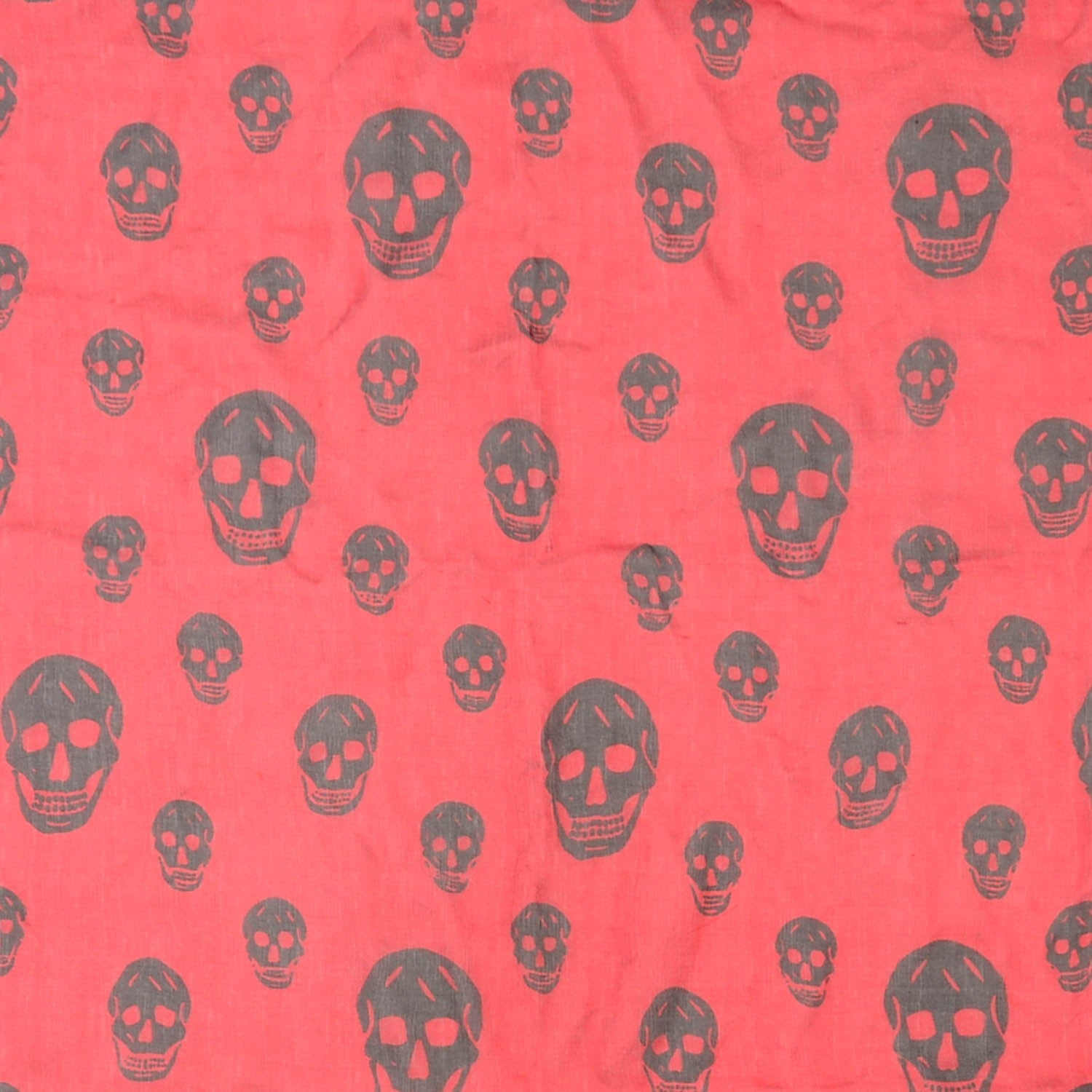 Alexander McQueen Silk Chiffon Skull Scarf Red Black 1 of 6