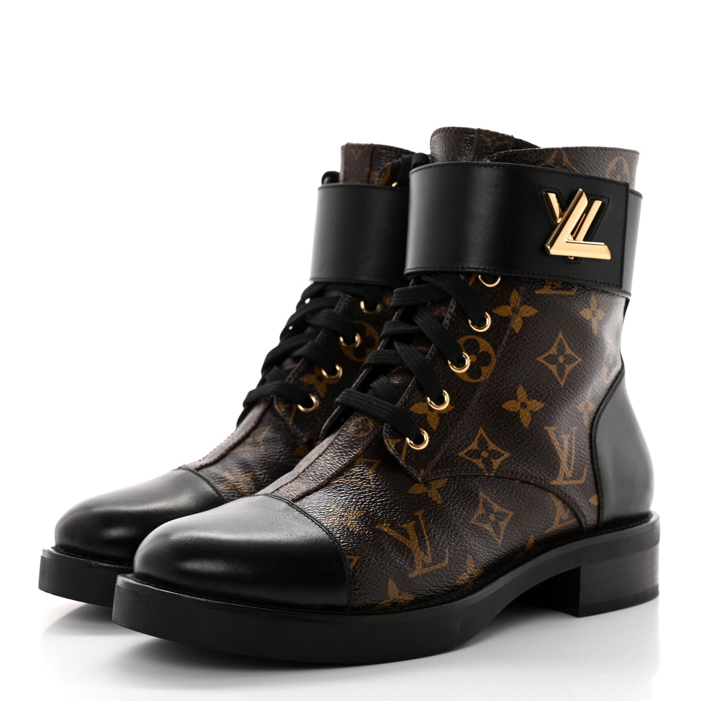 Calfskin Monogram Wonderland Flat Ranger Boots 38.5 Black