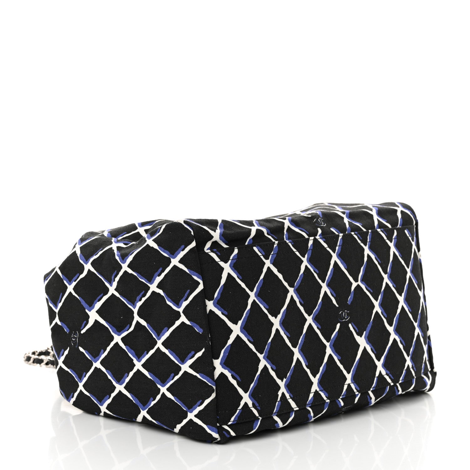 Chanel Canvas Printed Airline Drawstring Bag Black Blue 4 of 12