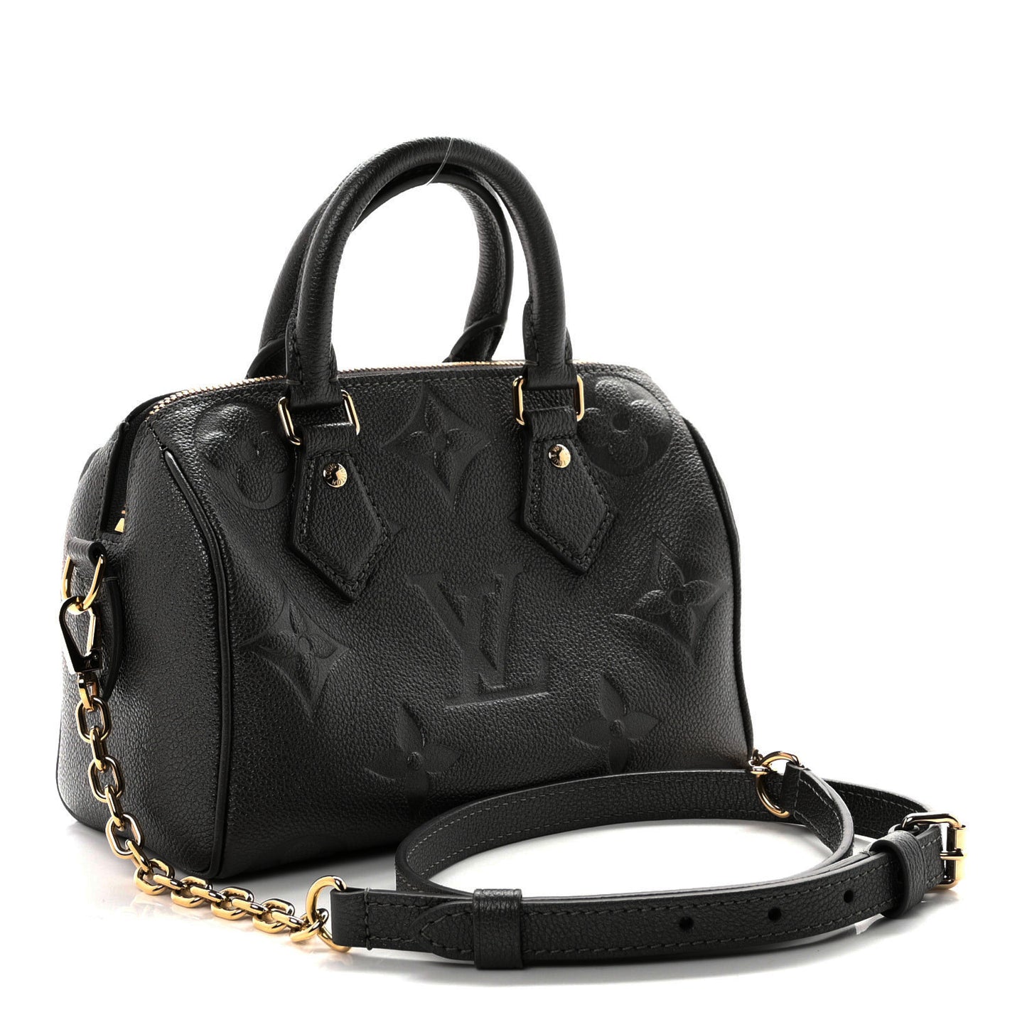 Shimmery Empreinte Monogram Giant Speedy Bandouliere 20  Gun Metal