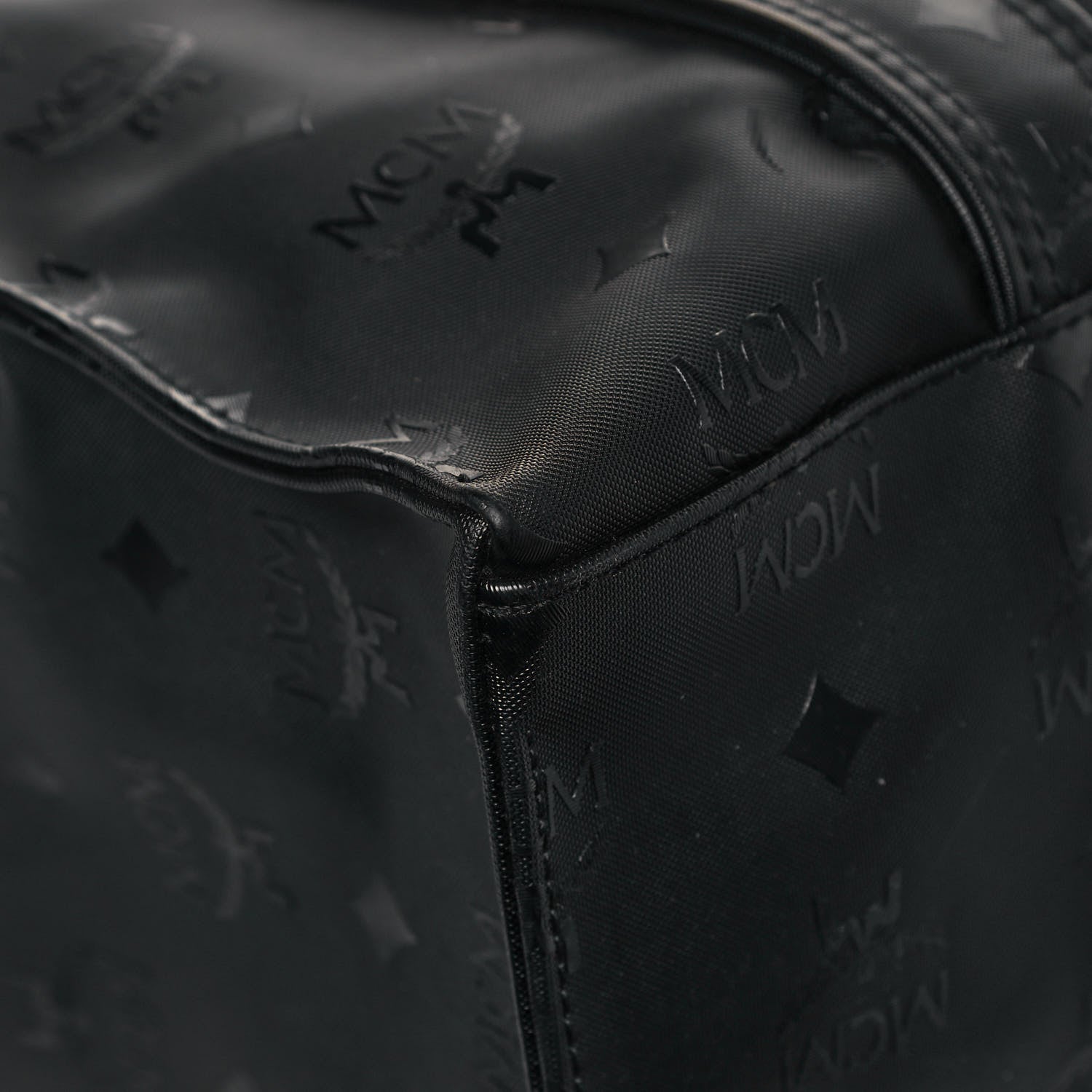 MCM Monogram Coated Canvas Tote Bag Black 8 of 15