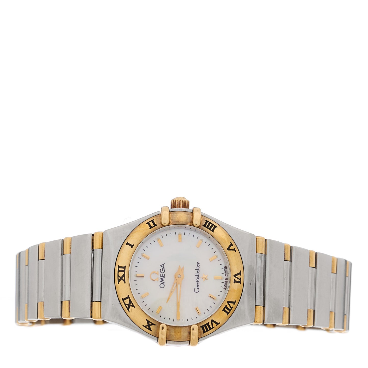 Stainless Steel 18K Yellow Gold 22mm Constellation Quartz Watch White 1362.30