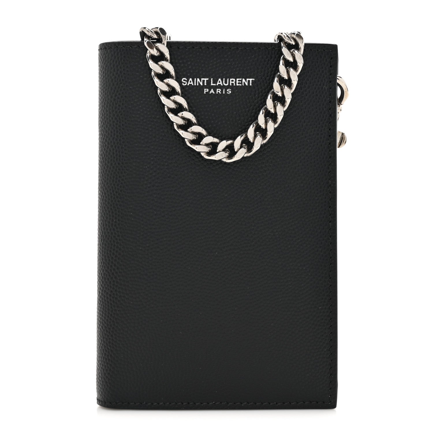 Saint Laurent Grain De Poudre North South Chain Wallet Black 1 of 9