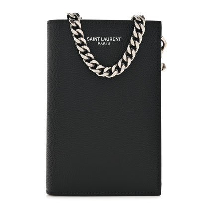 Saint Laurent Grain De Poudre North South Chain Wallet Black 1 of 9