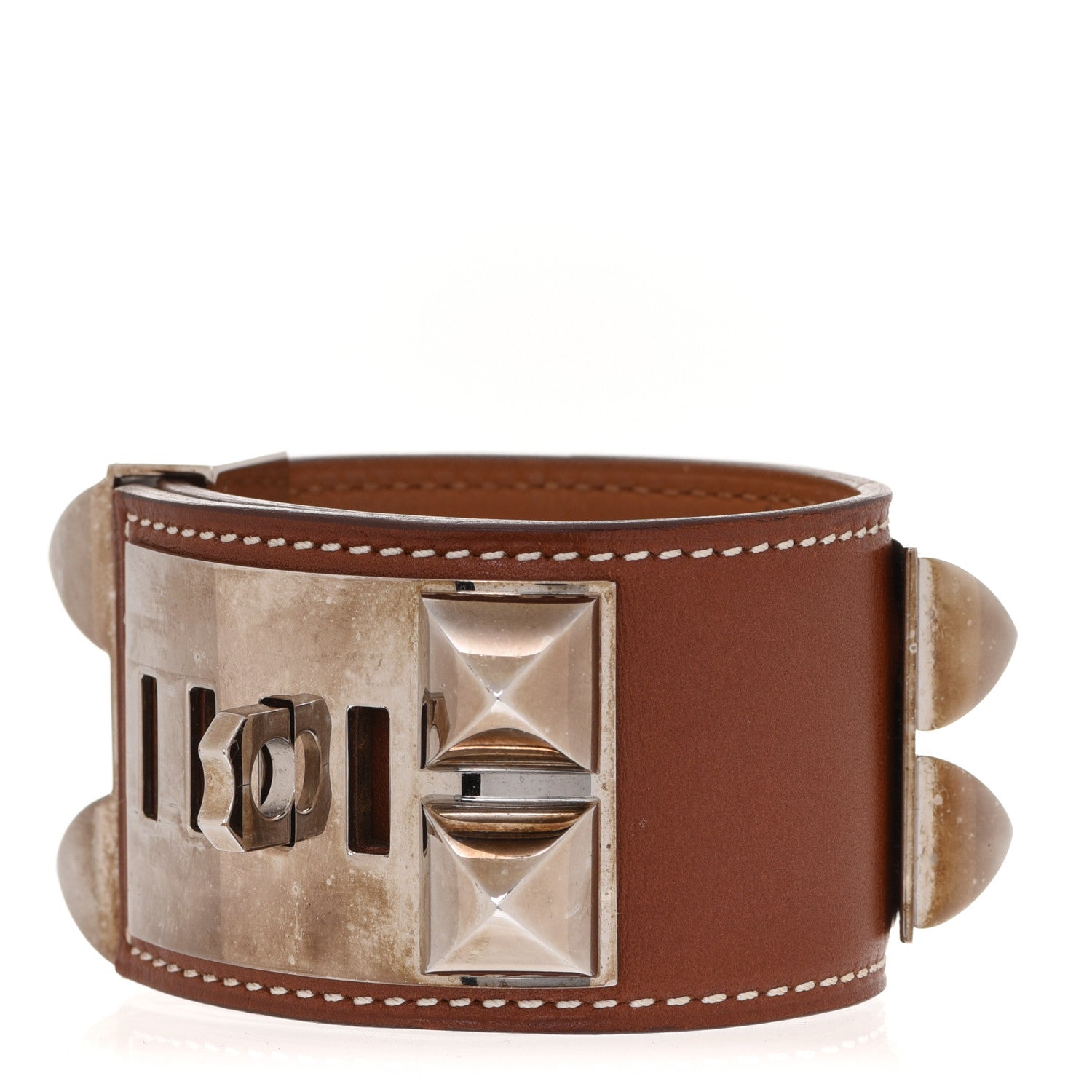 Hermes Barenia Collier De Chien CDC Bracelet L Fauve 3 of 7