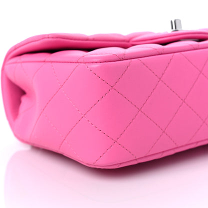 Chanel Lambskin Quilted Mini Rectangular Flap Neon Pink 8 of 10
