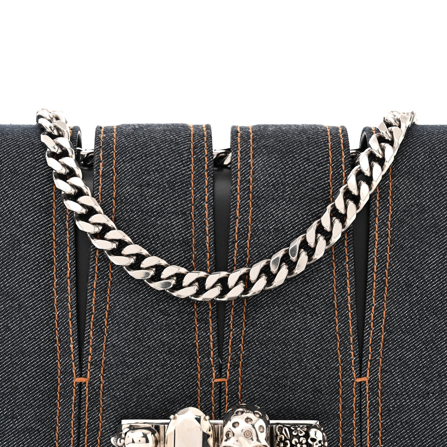 Alexander McQueen ALEXANDER MCQUEEN Denim Calfskin Small Slash Bag Blue Black 7 of 15