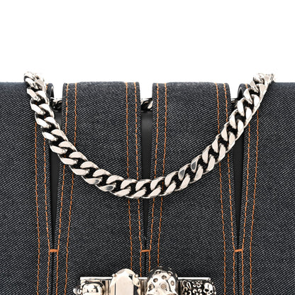 Alexander McQueen ALEXANDER MCQUEEN Denim Calfskin Small Slash Bag Blue Black 7 of 15