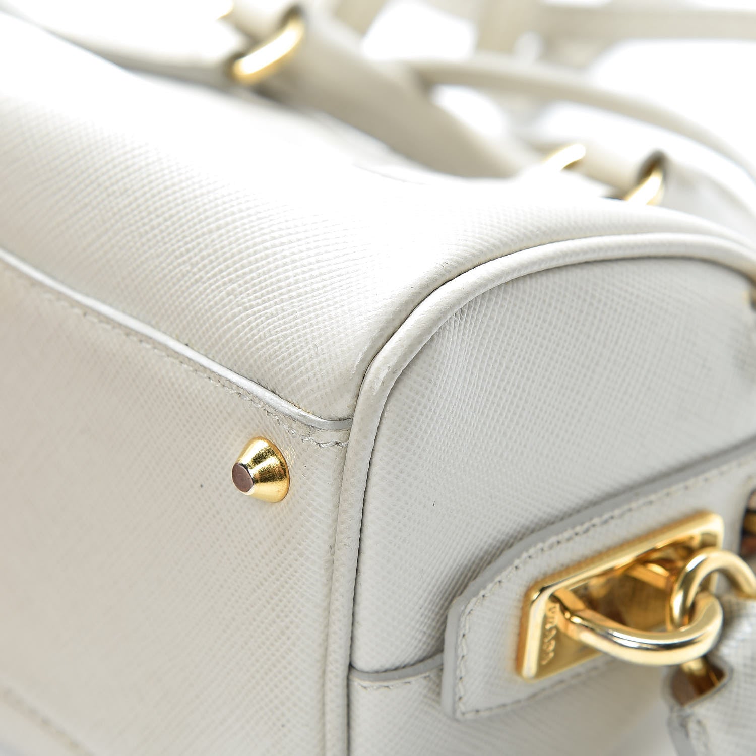 Prada Saffiano Lux Mini Top Handle Crossbody Talco 11 of 18