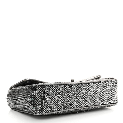 Chanel Sequin Medium Single Flap Dark Silver 4 of 11