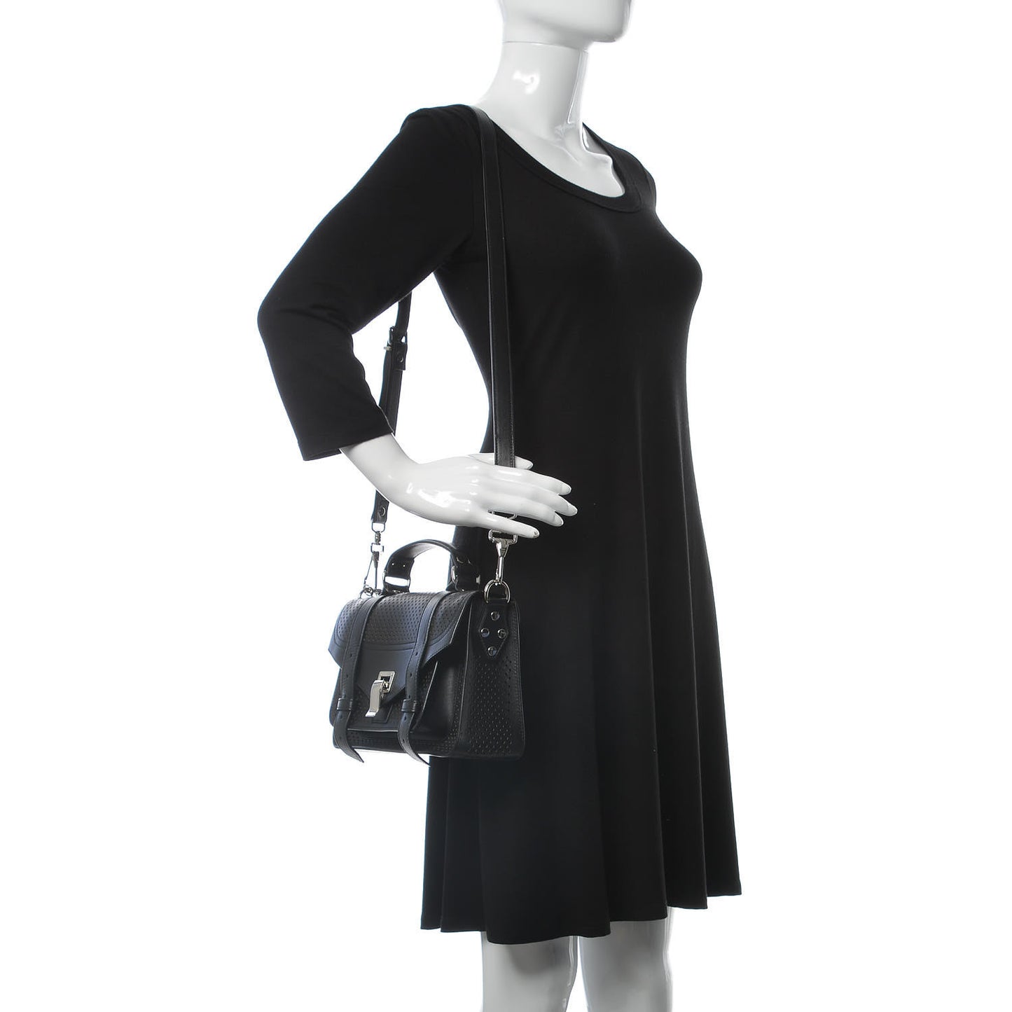 Lambskin Perforated Tiny PS1 Satchel Black