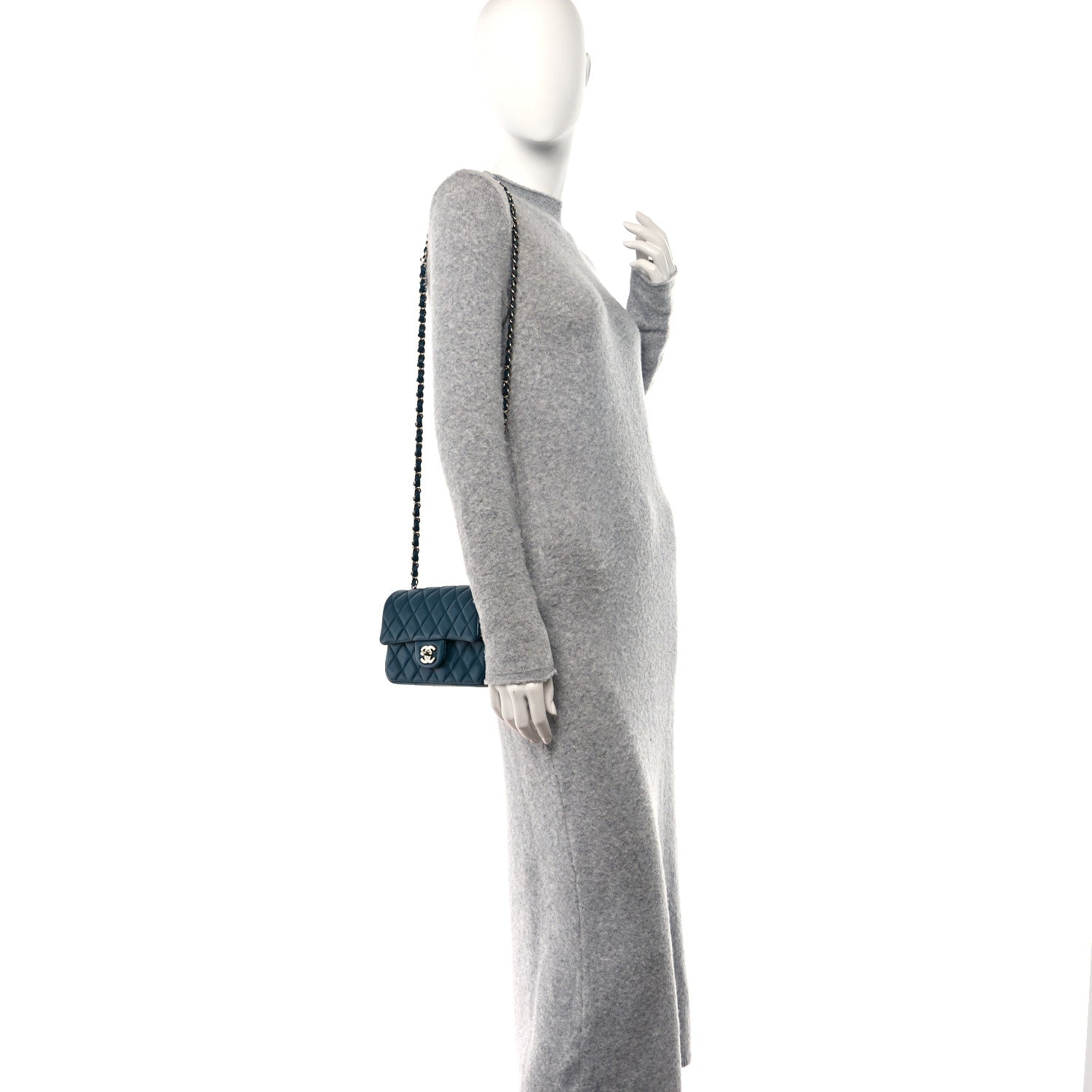 Chanel Lambskin Quilted Mini Rectangular Flap Blue 2 of 12