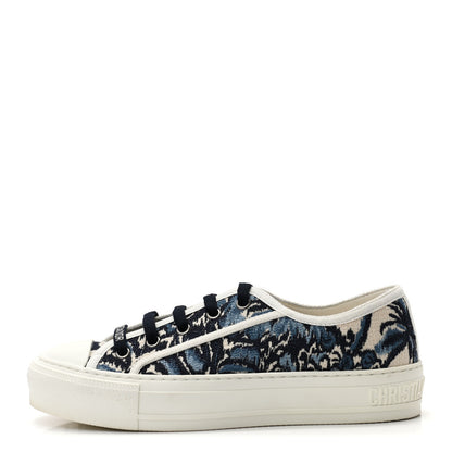 Christian Dior Canvas Palms Embroidered Womens Walk'N'Dior Low Top Sneakers 35.5 Indigo Blue 1 of 9