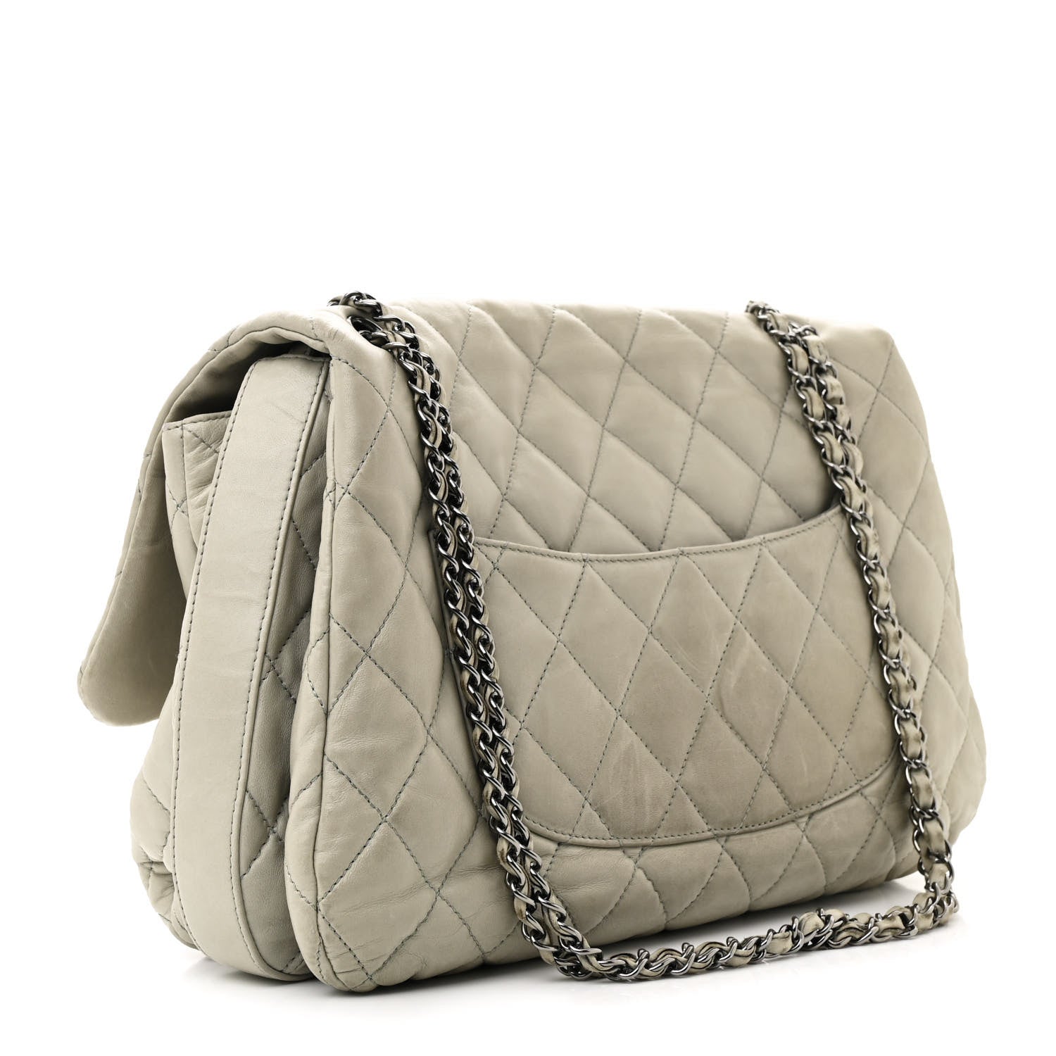 Chanel Lambskin Maxi Quilted Chanel 3 Flap Bag Grey 3 of 25