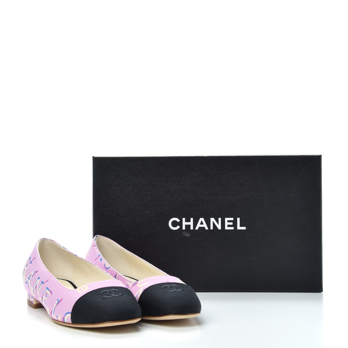 Fabric Grossgrain CC Flats 35.5 Pink Black