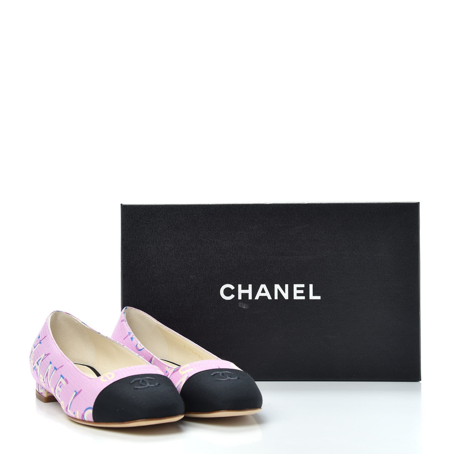 Chanel Fabric Grossgrain CC Flats 35.5 Pink Black 11 of 11
