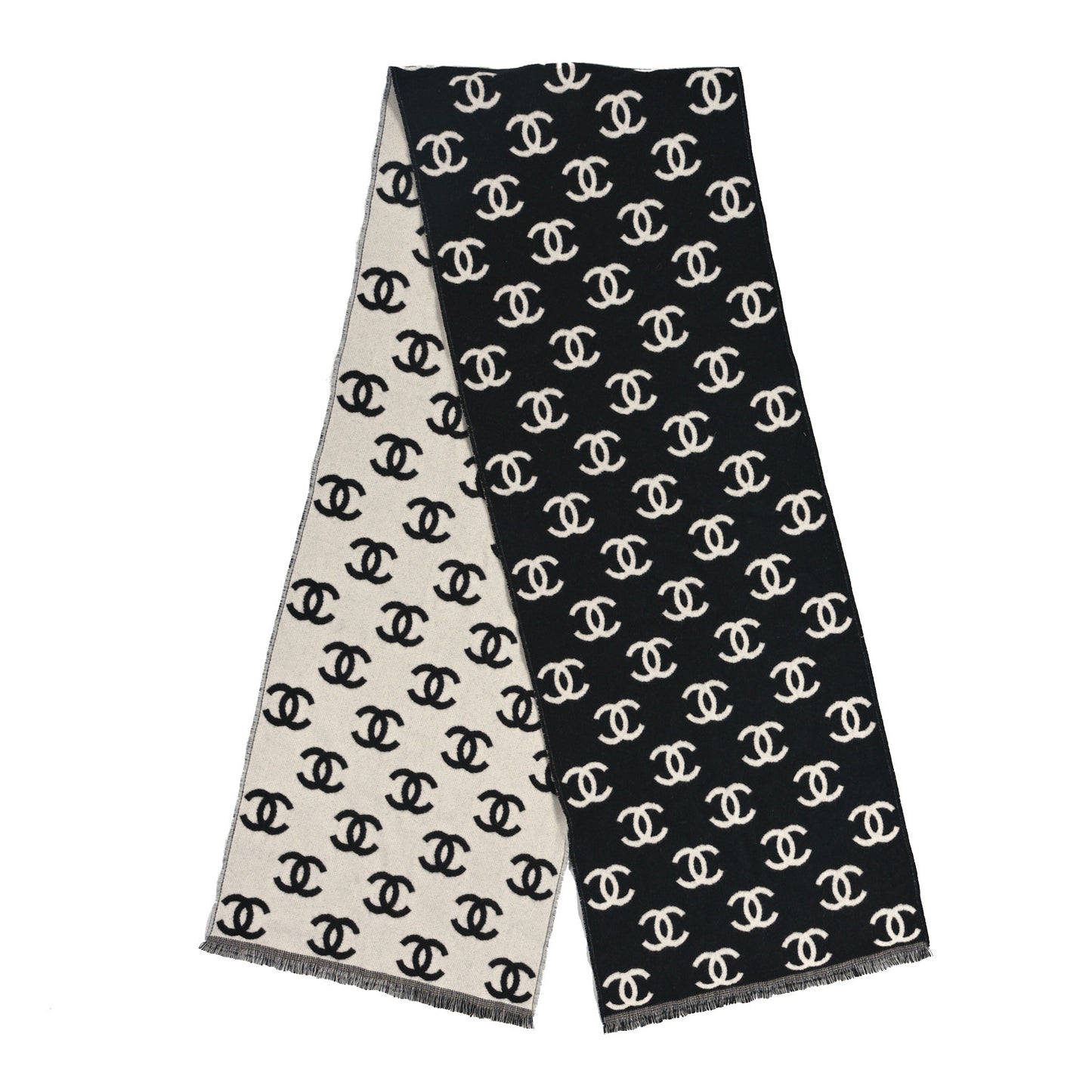 Wool Cashmere CC Scarf Black White