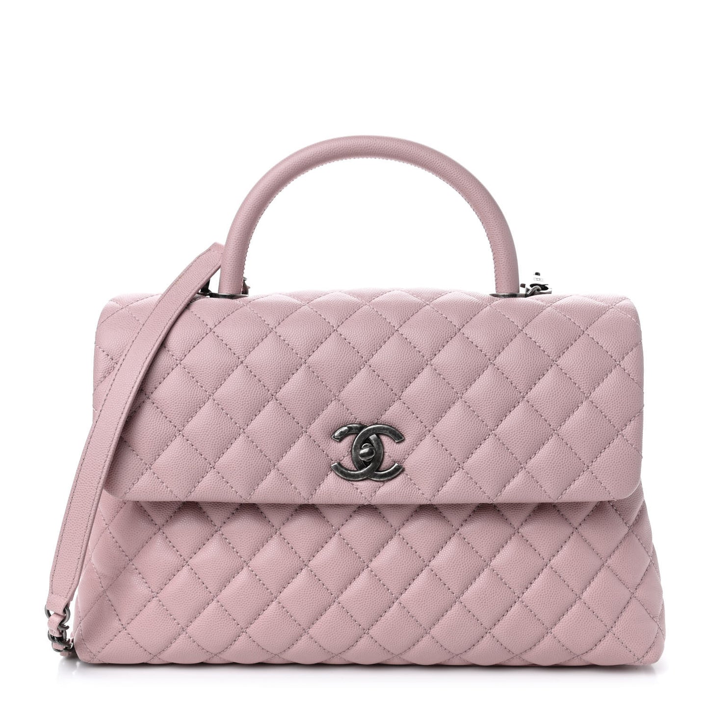Caviar Quilted Medium Coco Handle Flap Light Pink