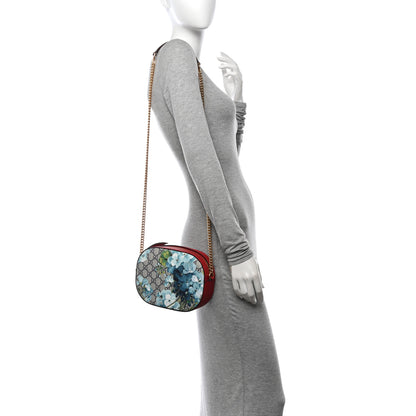 Gucci GG Supreme Monogram Blooms Mini Chain Shoulder Bag Beige Blue Navy Hibiscus Red 2 of 10