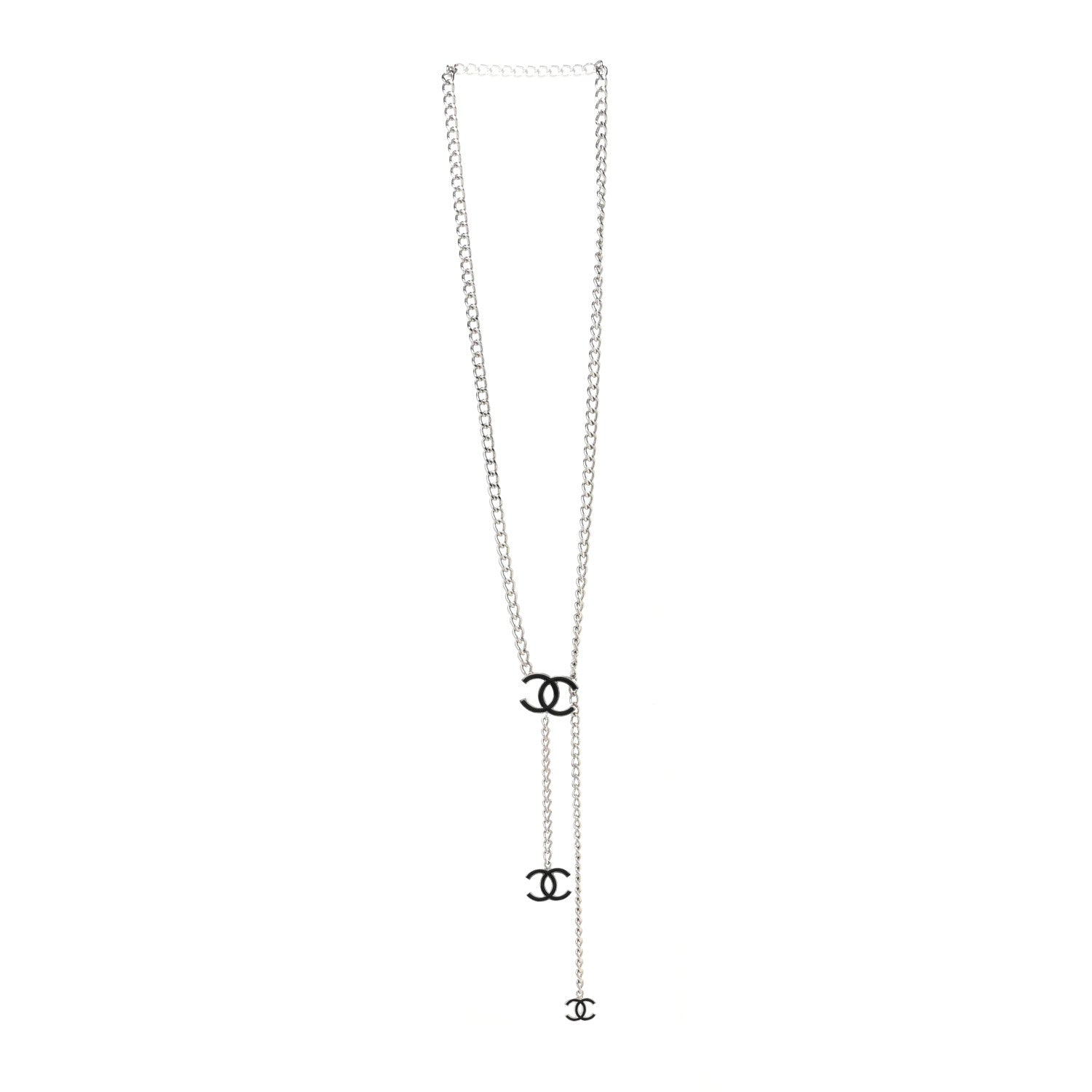 Chanel Enamel CC Chain Logo Belt Silver Black 2 of 3
