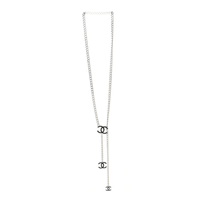 Chanel Enamel CC Chain Logo Belt Silver Black 2 of 3