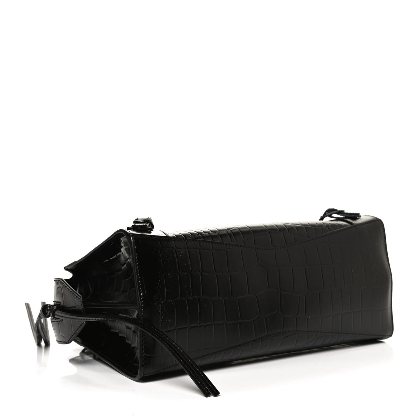 Semi Shiny Calfskin Crocodile Embossed Neo Classic Black Hardware S City Black