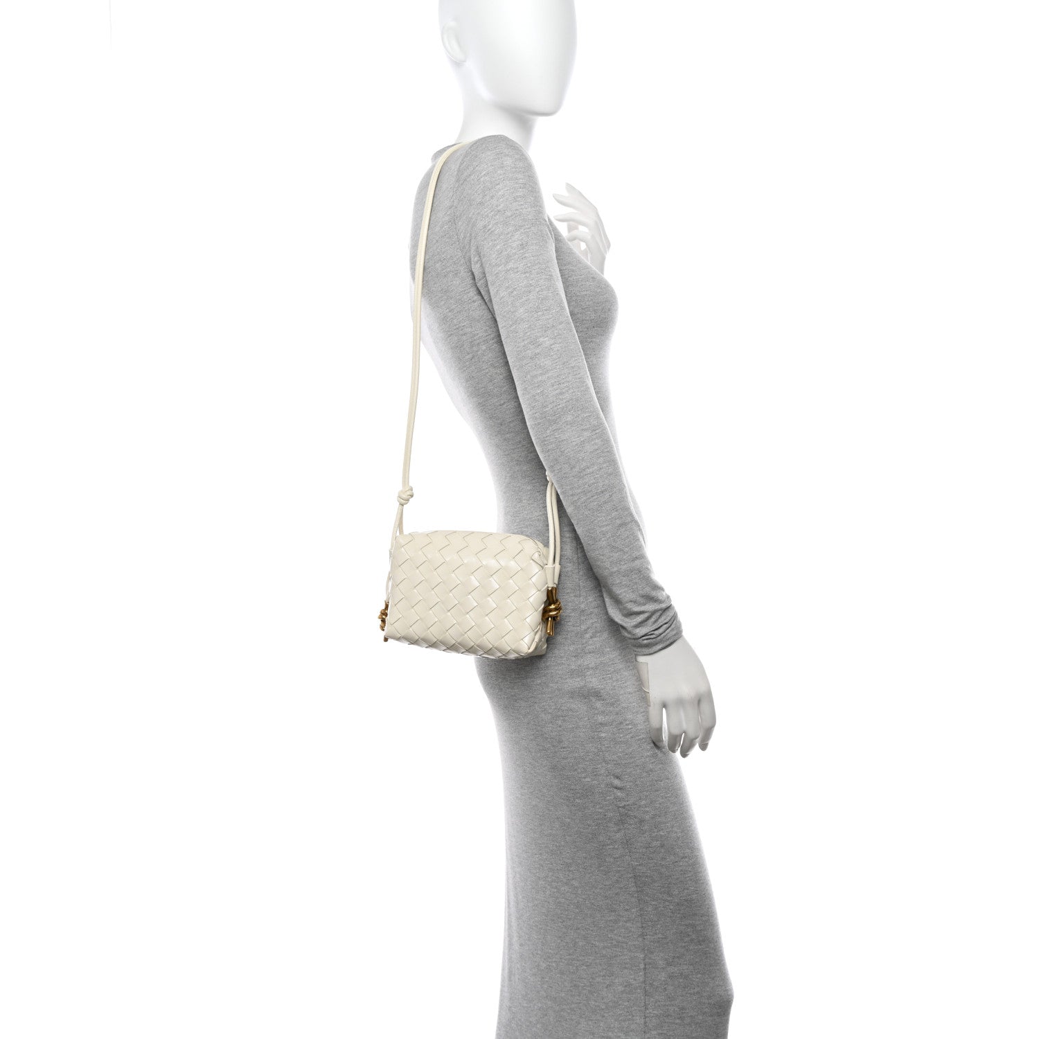 Bottega Veneta Nappa Intrecciato Metallic Knot Mini Loop Camera Bag Bone 2 of 10