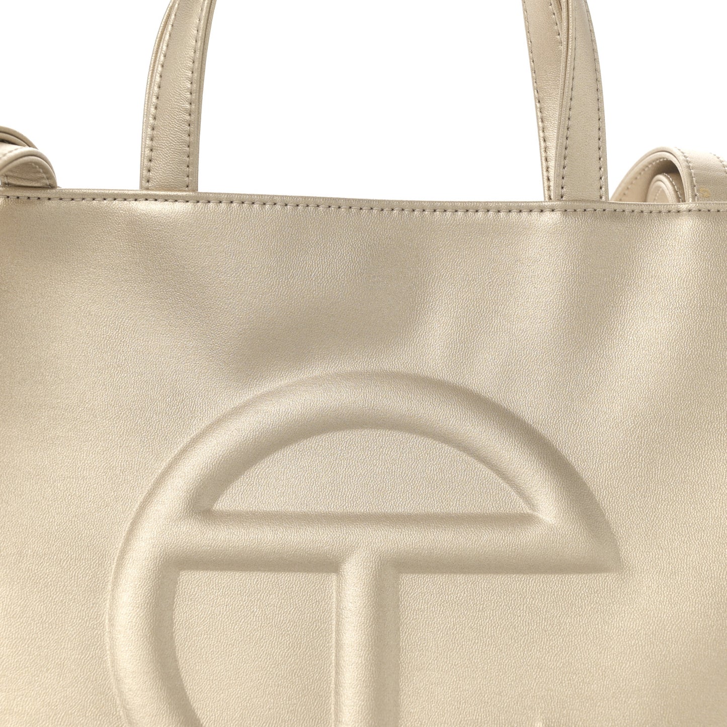 Metallic Vegan Leather Medium Shopping Bag Gold