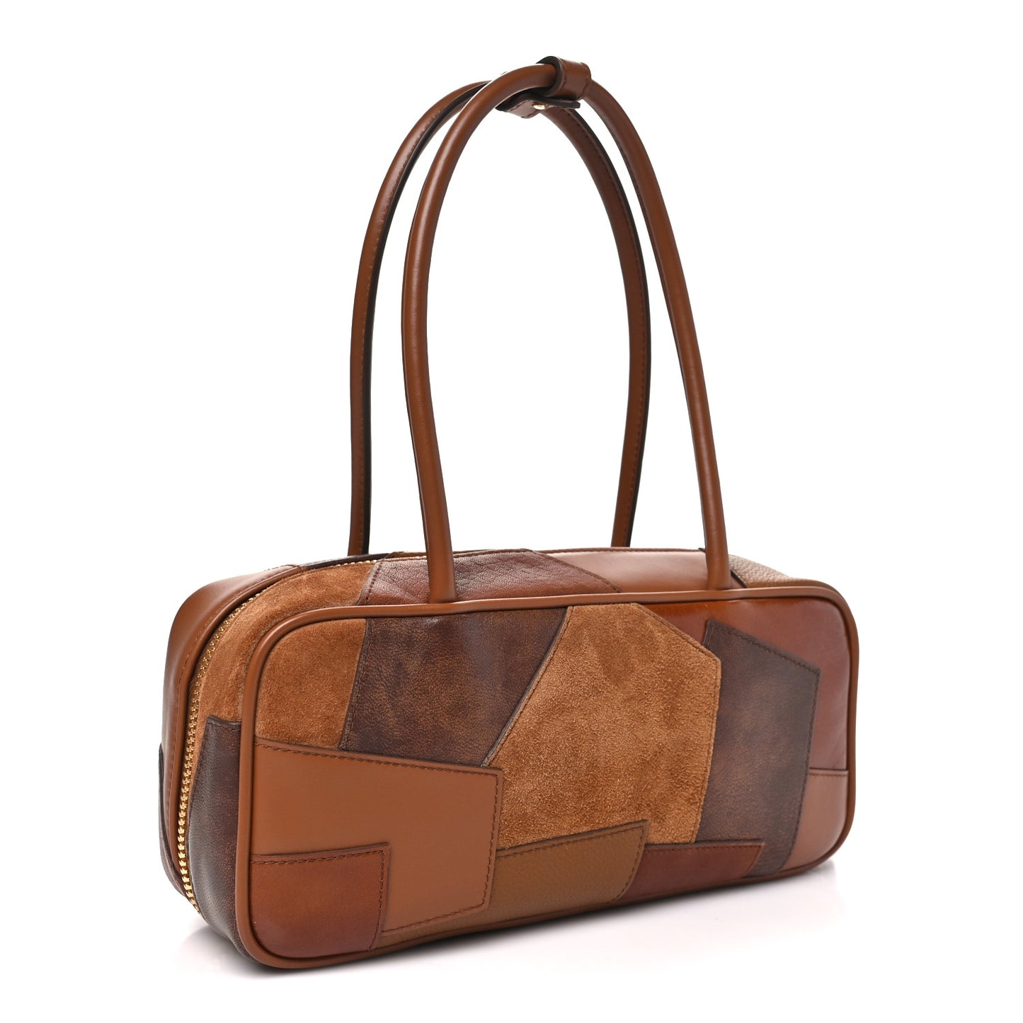 Nappa Patchwork Small Beau Top Handle Bag Cognac