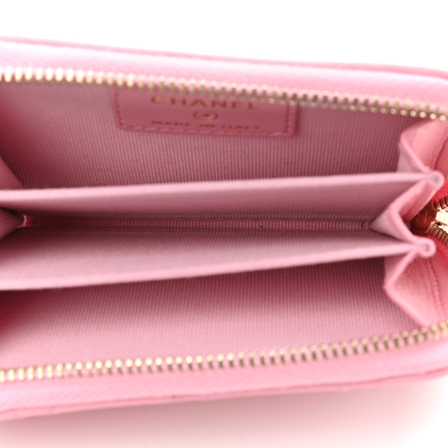 Lambskin Quilted Zip Around Coin Purse Wallet Pink