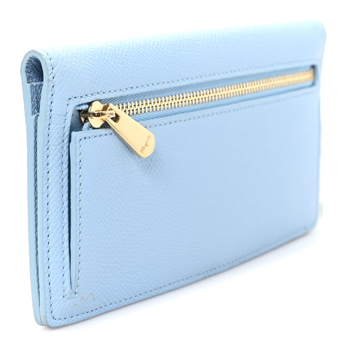 Grained Calfskin Gancini Continental Wallet Light Blue