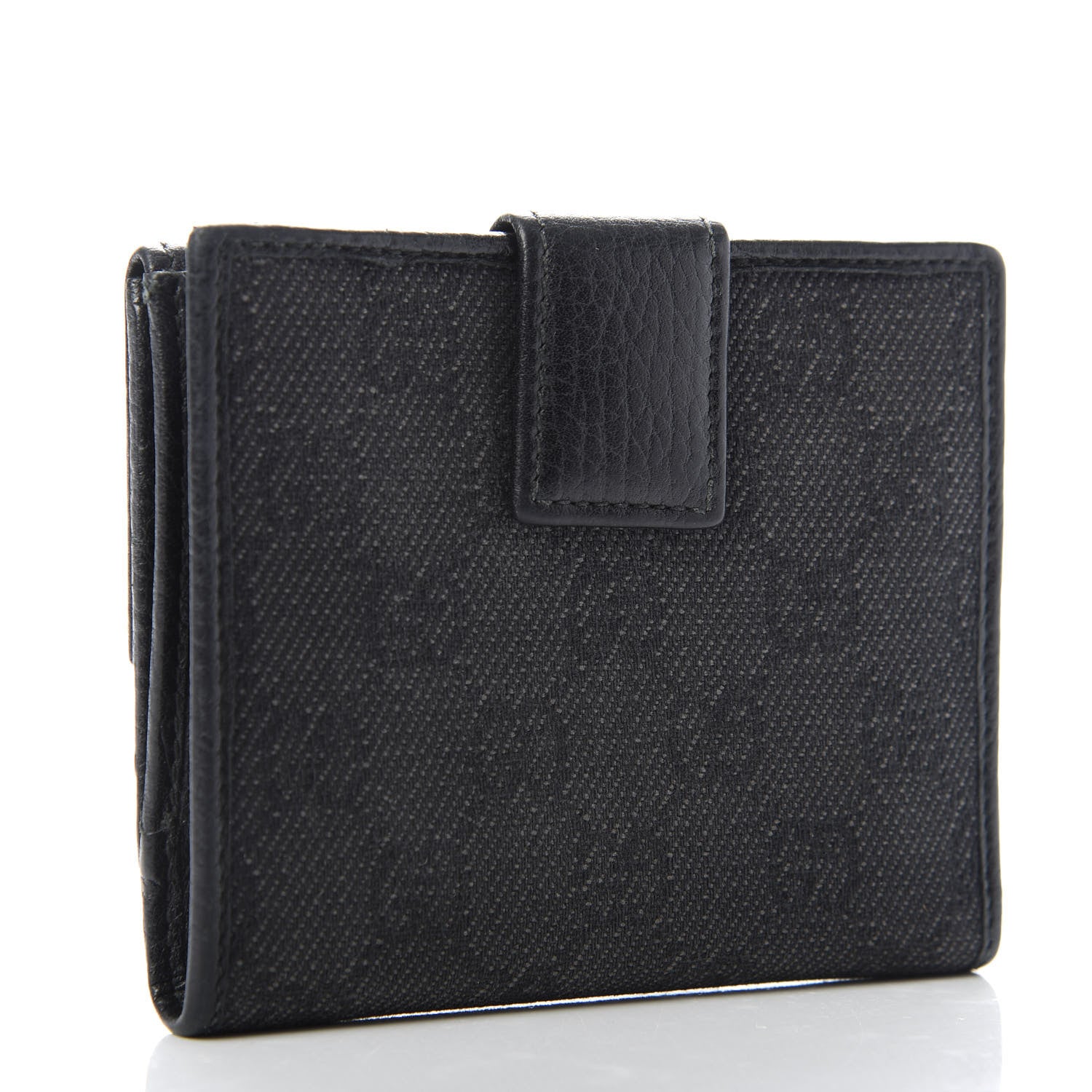 Gucci Calfskin Denim Monogram French Flap Wallet 2 of 8
