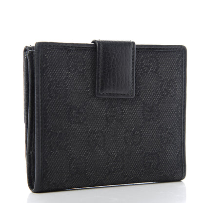 Gucci Calfskin Denim Monogram French Flap Wallet 2 of 8