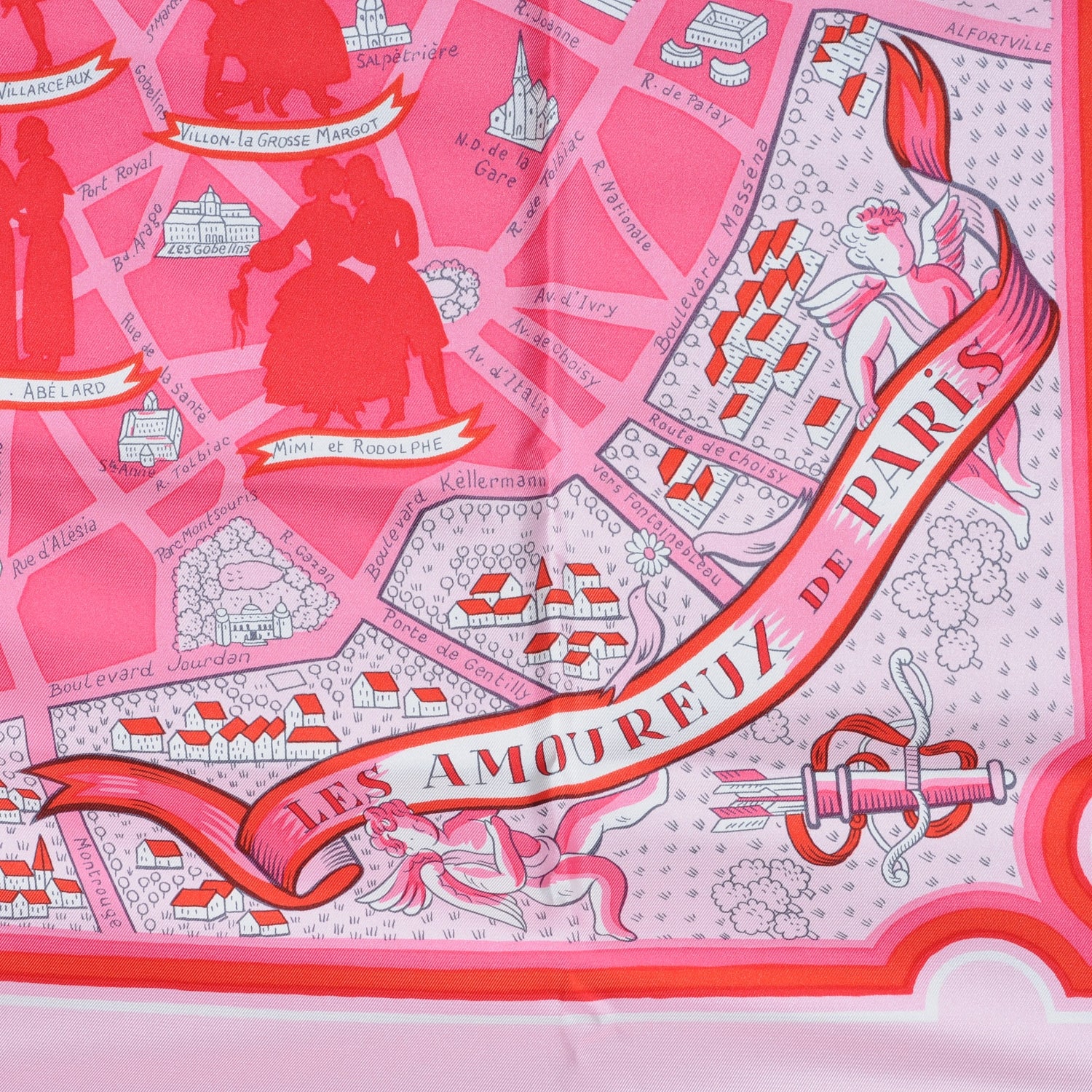Hermes Silk Les Amoureux de Paris Scarf 90 1 of 6