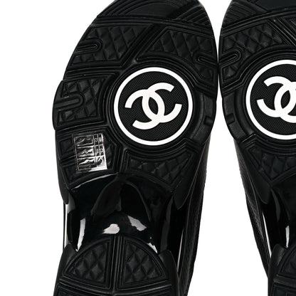 Chanel Mesh Suede Grained Calfskin Womens CC Sneakers 40 Black White 6 of 8