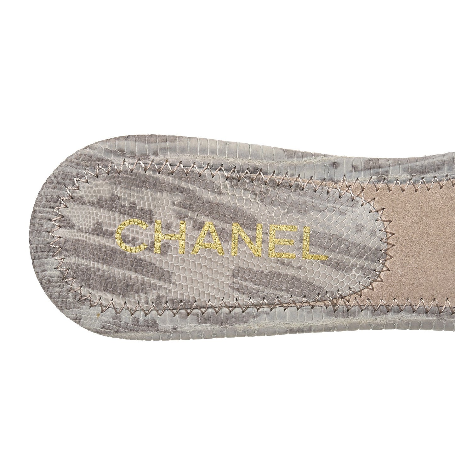 Lizard Pearl CC Sandals 37.5 Grey White