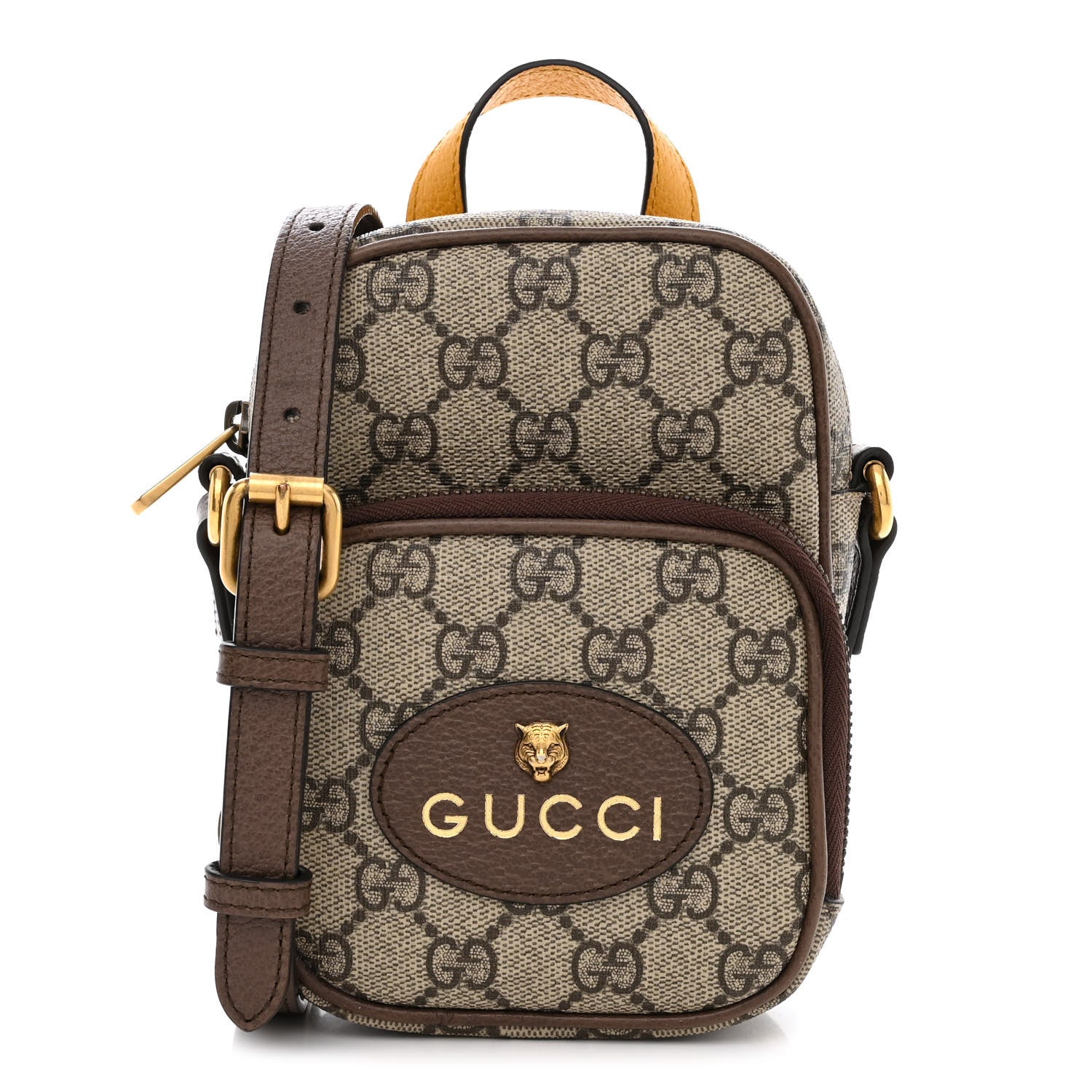 Gucci GG Supreme Monogram Mini Neo Vintage Double Zip Messenger Bag Beige New Acero Crop 1 of 12