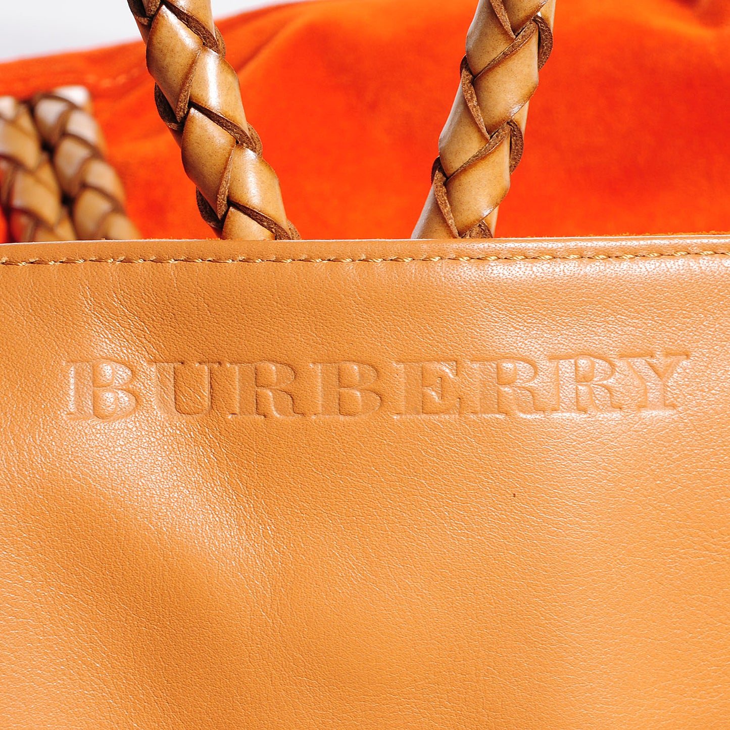 Suede Haymarket Check Horn Toggle Shoulder Bag Orange