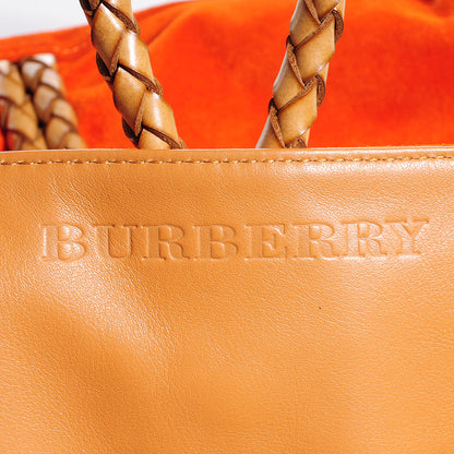 Burberry Suede Haymarket Check Horn Toggle Shoulder Bag Orange 6 of 9