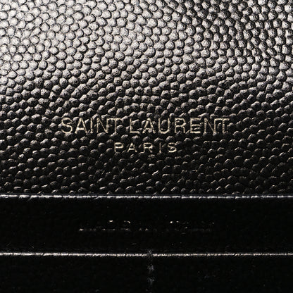 Saint Laurent Grain De Poudre Matelasse Chevron Monogram Chain Wallet Black 6 of 11
