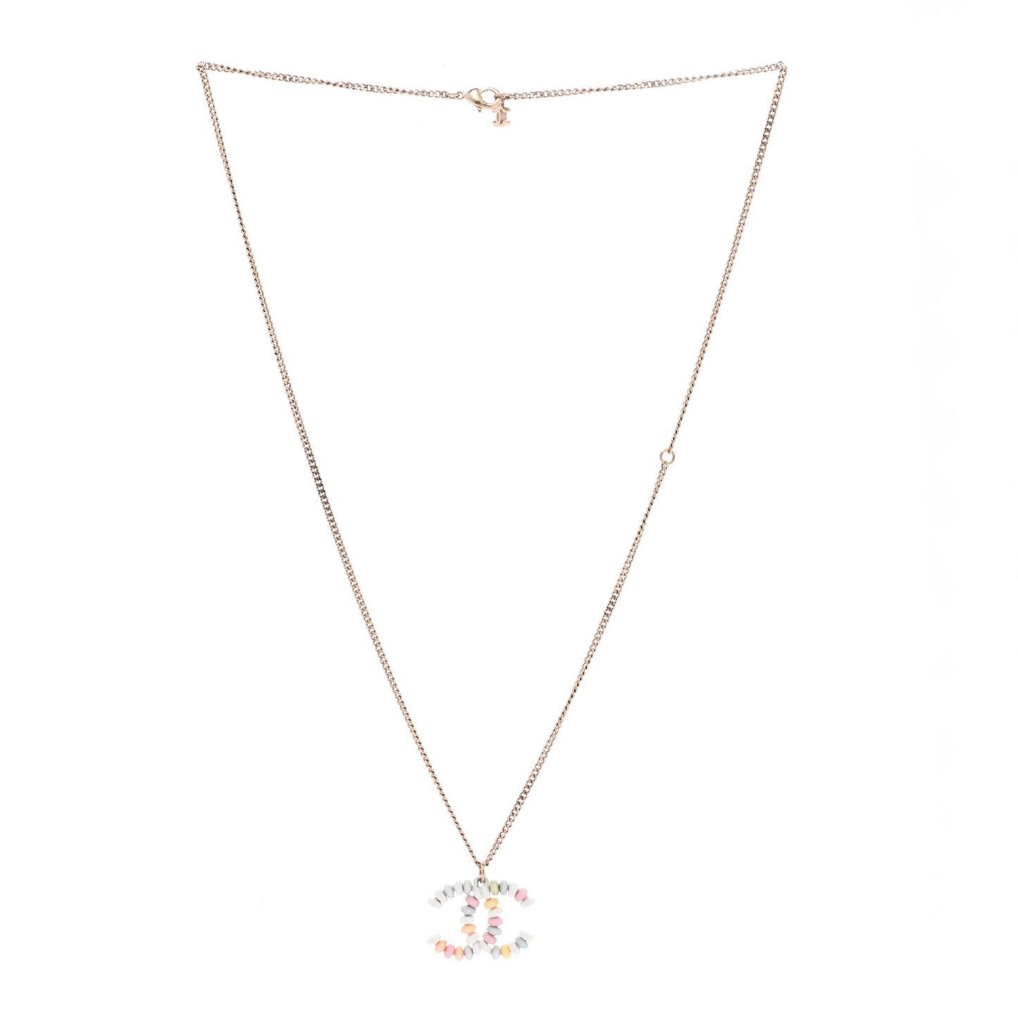 Candy Chain CC Pendant Necklace Gold Multicolor