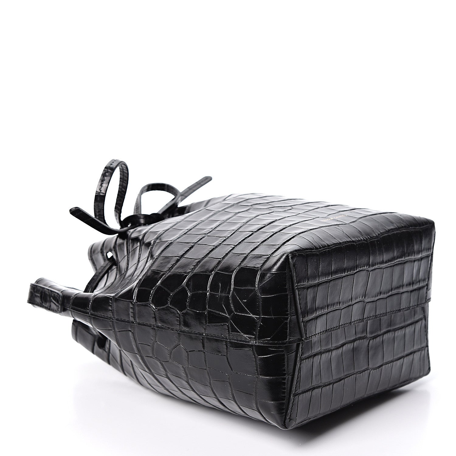 Mansur Gavriel Crocodile Embossed Mini Bucket Bag Black 3 of 9