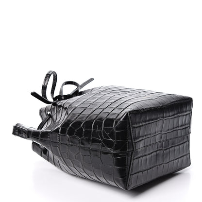 Mansur Gavriel Crocodile Embossed Mini Bucket Bag Black 3 of 9