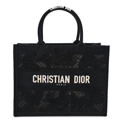 Christian Dior Embroidered 3D Macrame D-Lace Butterfly Medium Book Tote Black 1 of 9