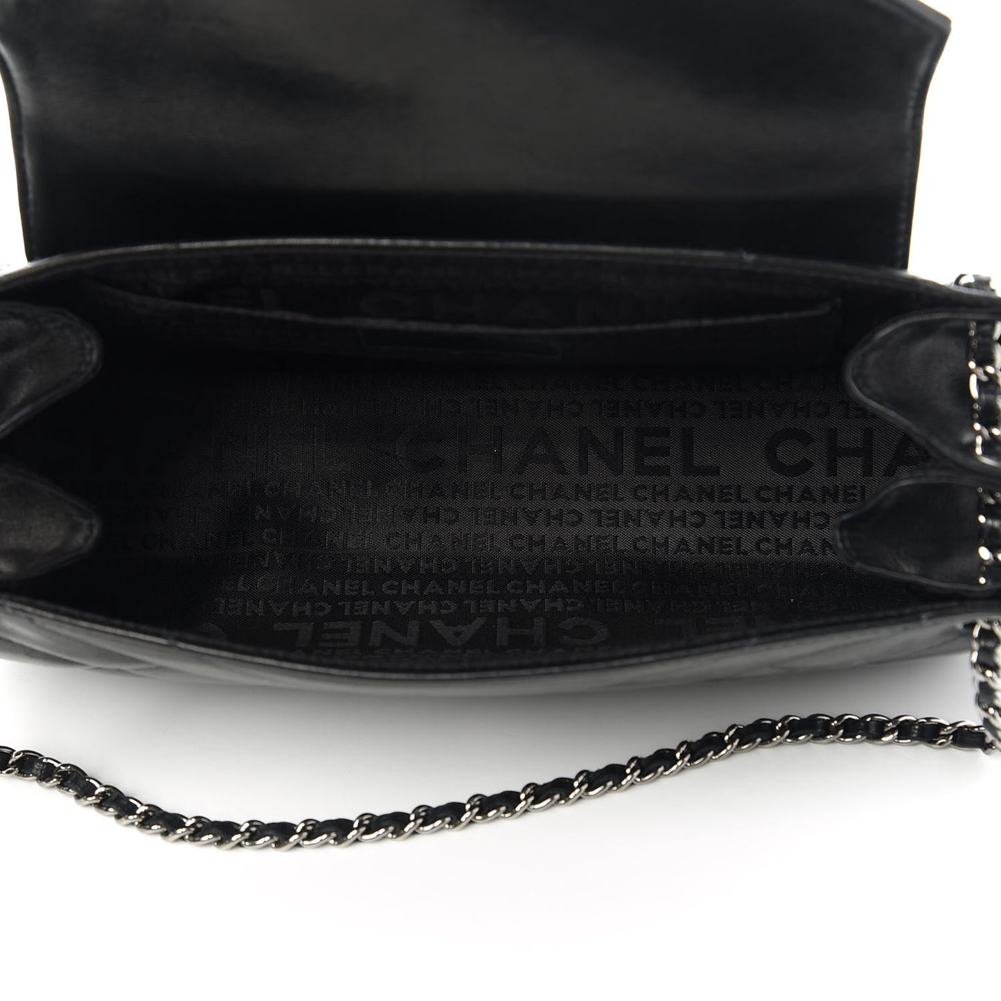 Lambskin Quilted Accordion Flap Black