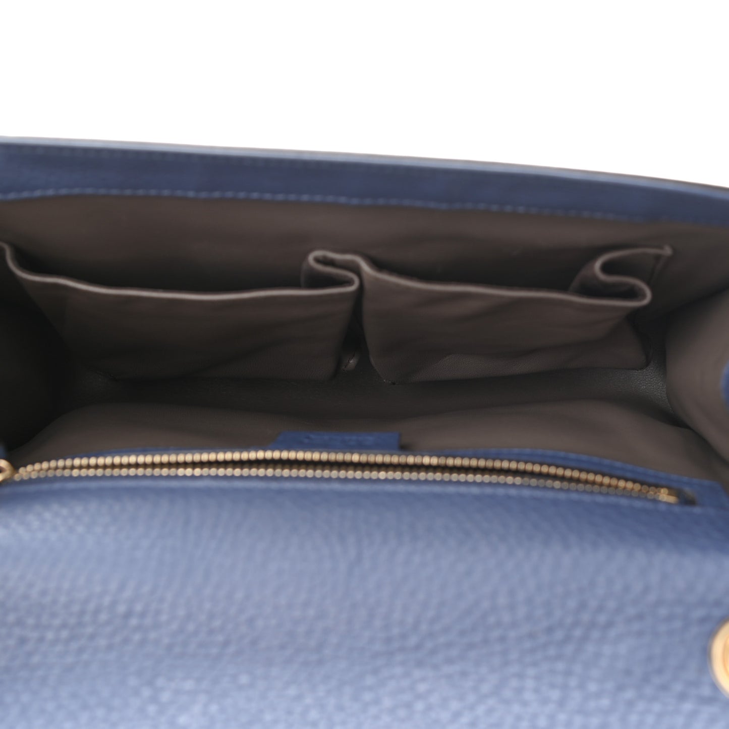 Pebbled Calfskin Medium Miss Bamboo Shoulder Bag Navy