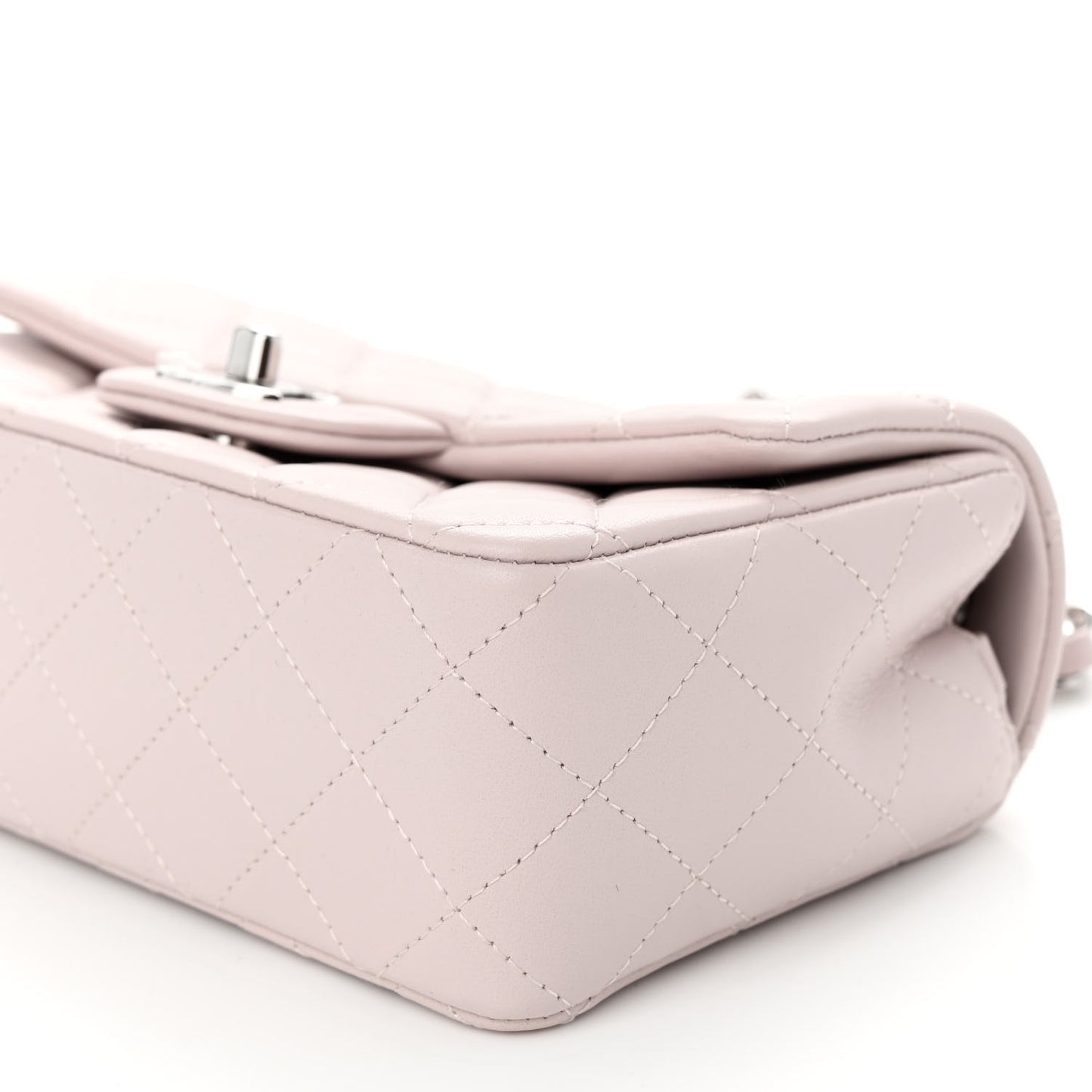Lambskin Quilted Mini Rectangular Flap Light Purple