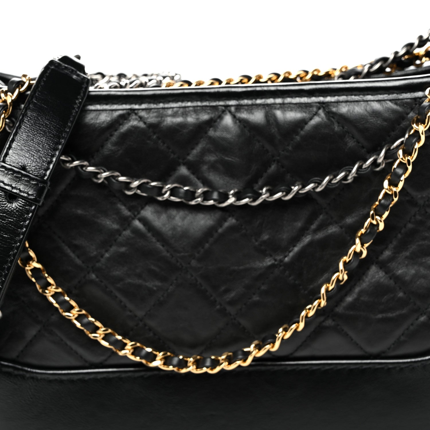 Chanel Aged Smooth Calfskin Quilted Medium Gabrielle Logo Hobo Black 8 of 10