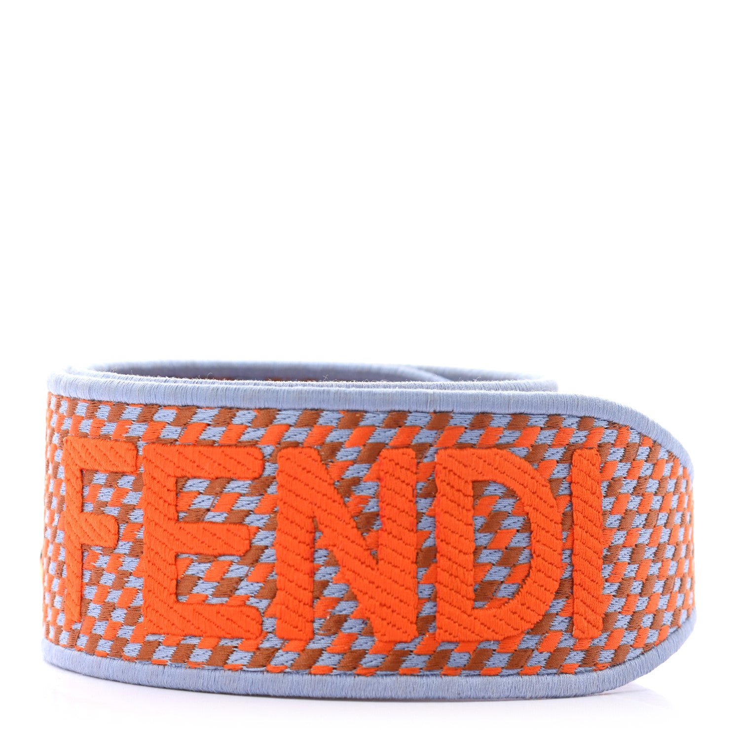 Fendi Canvas Calfskin Logo Embroidered Shaped Strap You Light Blue 2 of 7