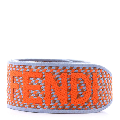 Fendi Canvas Calfskin Logo Embroidered Shaped Strap You Light Blue 2 of 7
